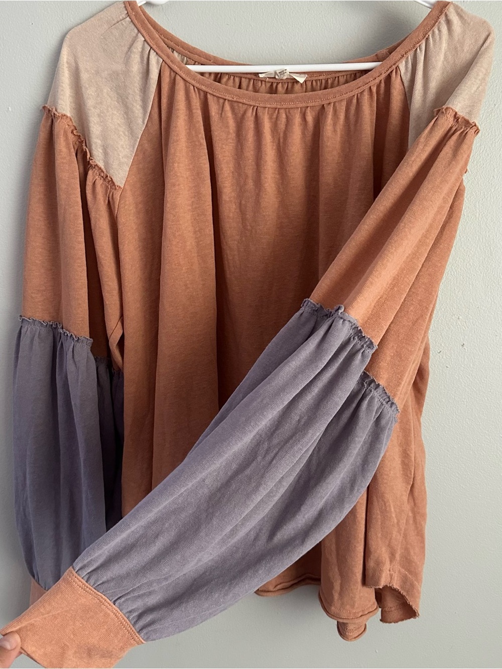 Women's color block blouse bloom long sleeve oversized medium easel large xl